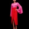 The Asta Midi Dress In Hot Pink & Red