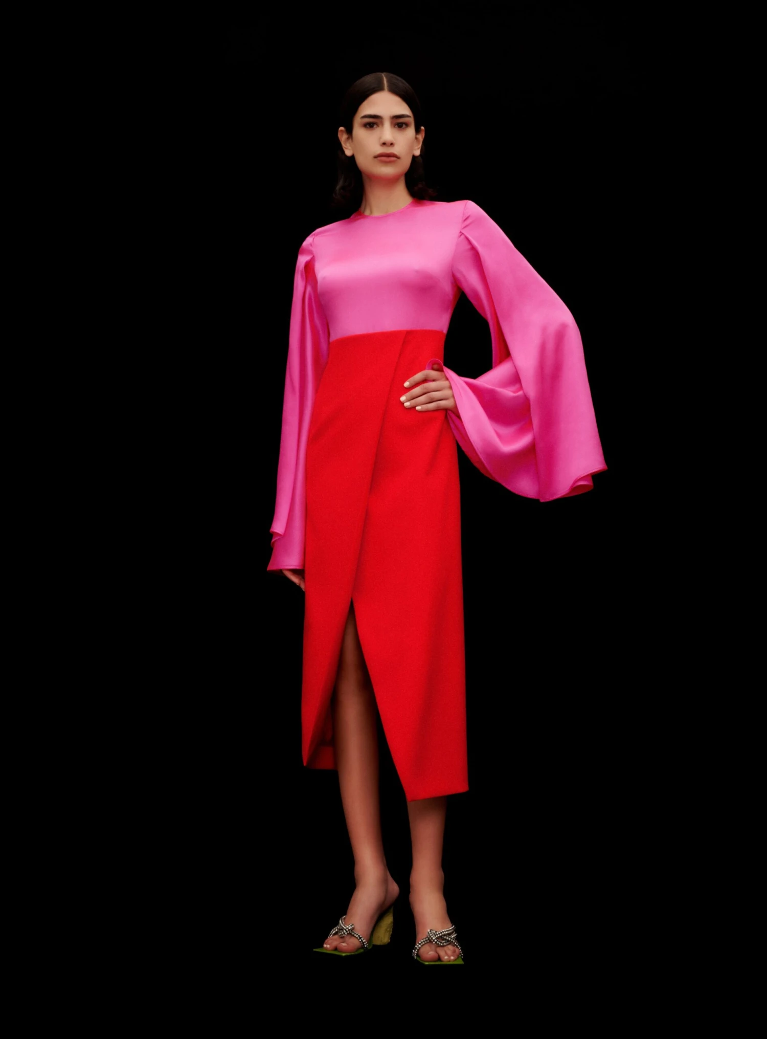 The Asta Midi Dress In Hot Pink & Red 1 The Asta Midi Dress In Hot Pink & Red