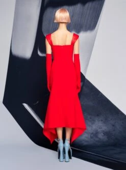The Dahlia Midi Dress In Red -LARA SALES STORE 220210 SolaceLondon SS22 05 095 v1