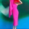 The Lenna Midi Dress In Fuchsia