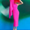 The Lenna Midi Dress In Fuchsia