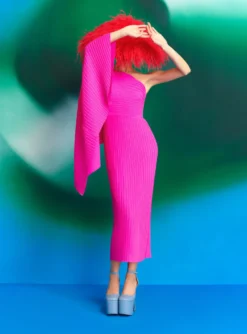 The Lenna Midi Dress In Fuchsia