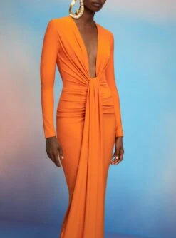 The Lorena Midi Dress In Apricot -LARA SALES STORE 220714 SolaceLondon SS23 19 033 R1