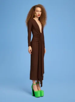 The Lorena Midi Dress In Mocha