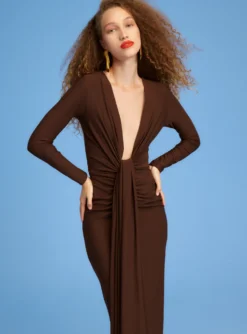 The Lorena Midi Dress In Mocha -LARA SALES STORE 220718 SolaceLondon SS23 46 062 R1 scaled