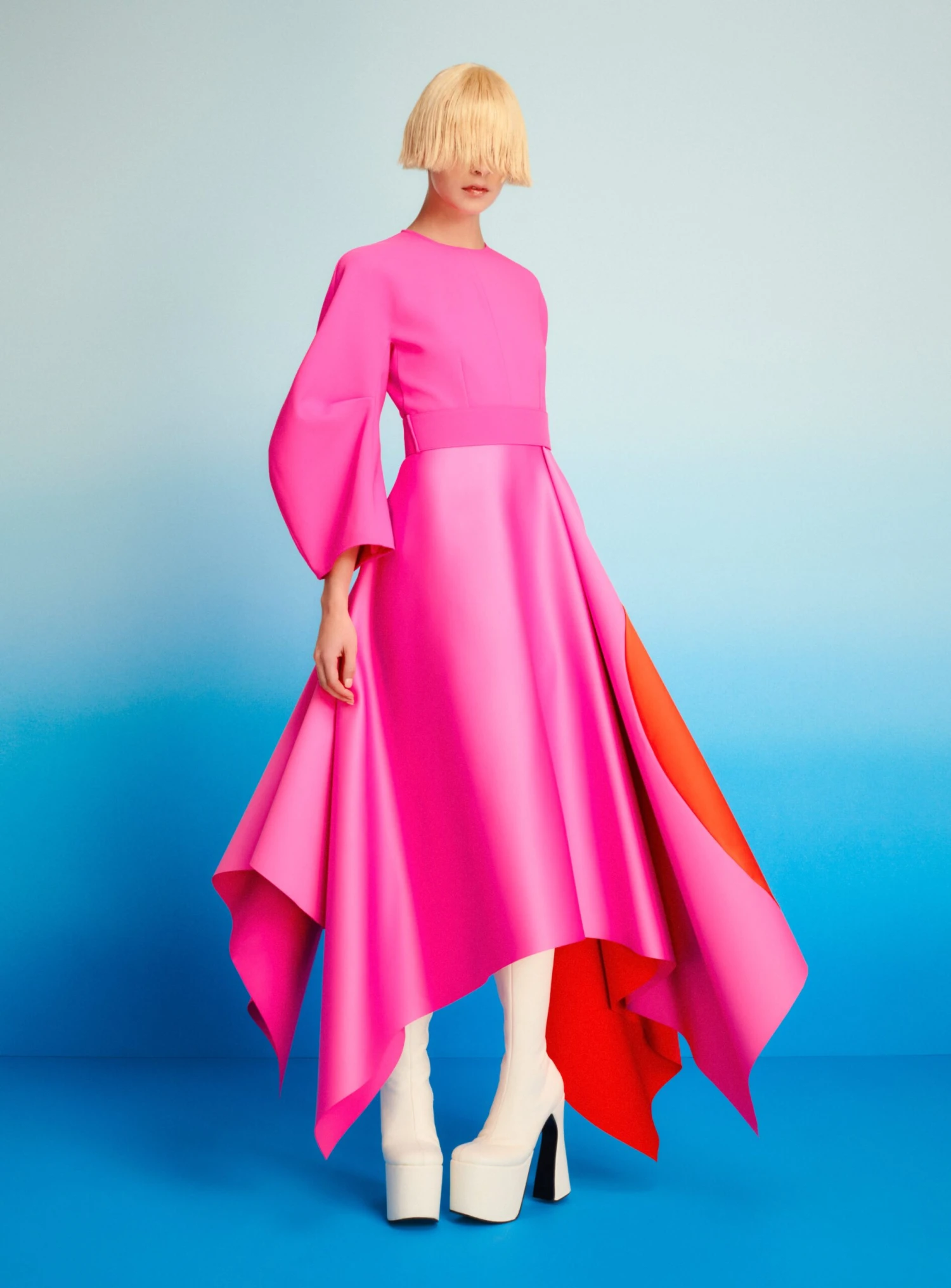 The Quinn Midi Dress In Fuchsia & Orange 1 The Quinn Midi Dress In Fuchsia & Orange