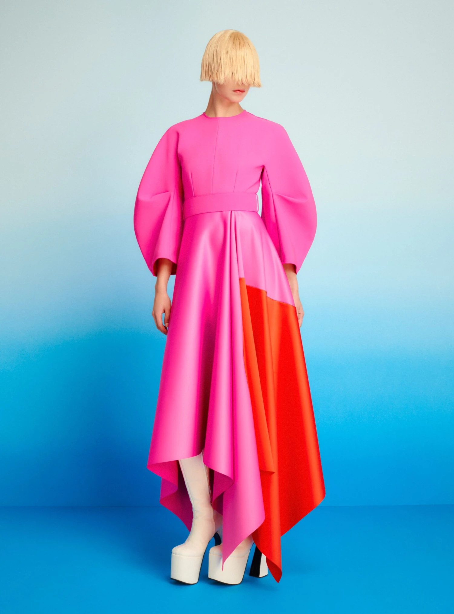 The Quinn Midi Dress In Fuchsia & Orange 2 The Quinn Midi Dress In Fuchsia & Orange - Image 2