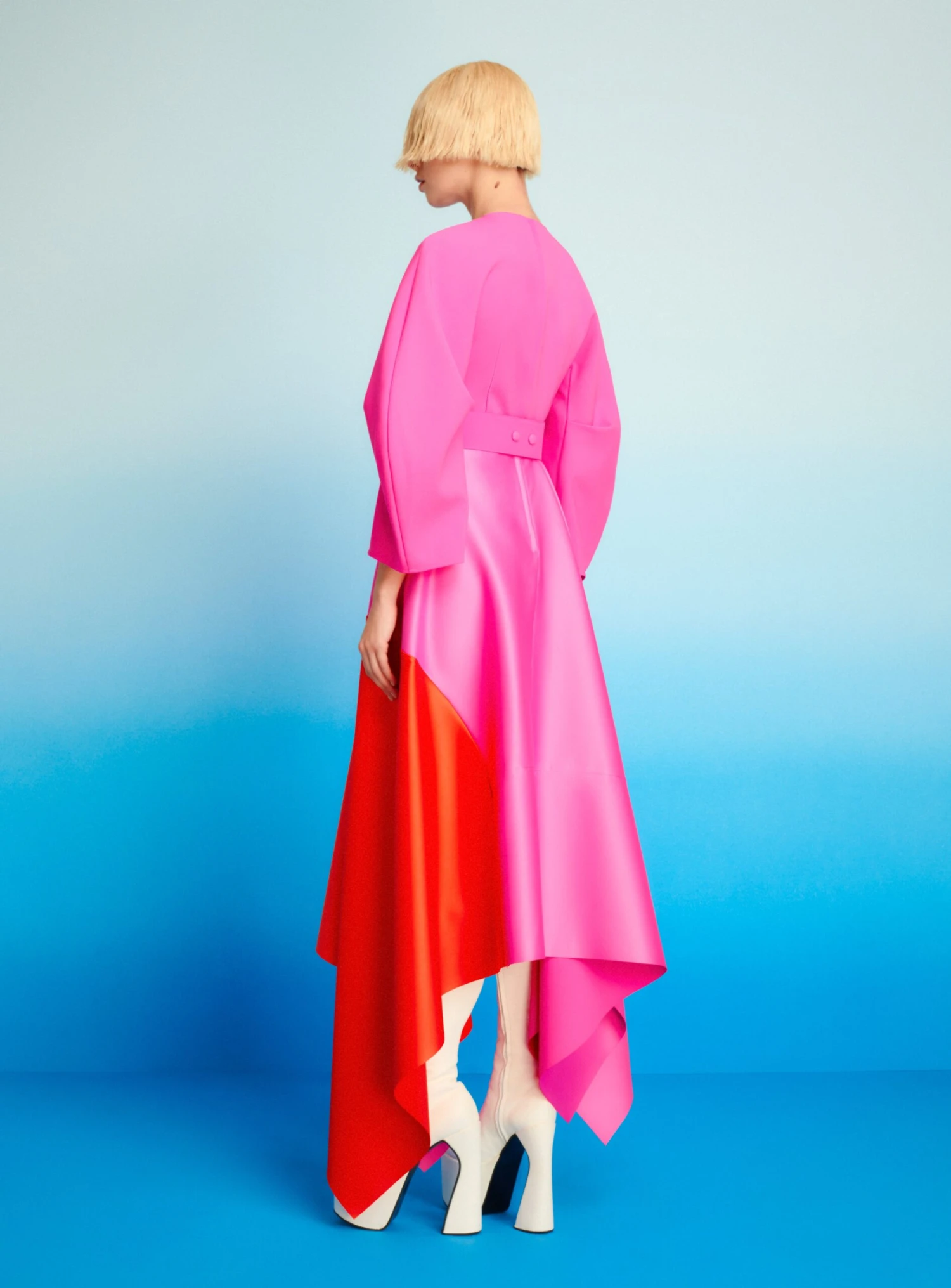 The Quinn Midi Dress In Fuchsia & Orange 5 The Quinn Midi Dress In Fuchsia & Orange - Image 5