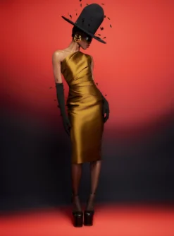 The Orla Midi Dress In Gold