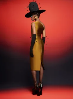 The Orla Midi Dress In Gold -LARA SALES STORE 230309 SolaceLondon RS23 17 160 R1 scaled