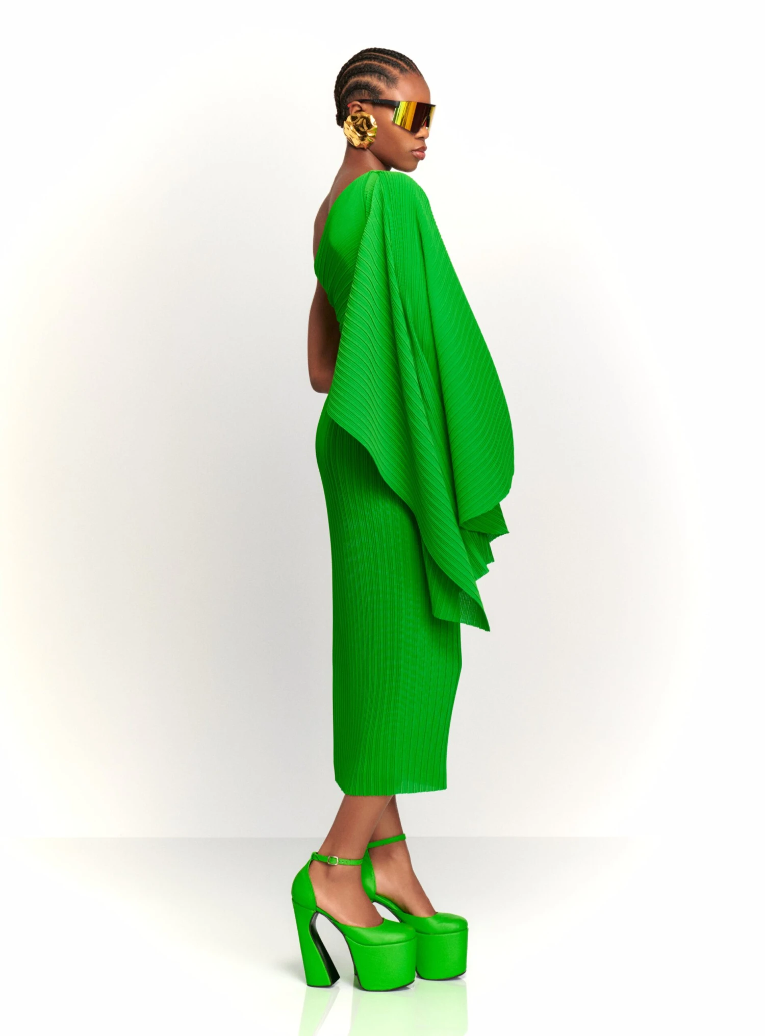 The Lenna Midi Dress In Bright Green 2 The Lenna Midi Dress In Bright Green - Image 2