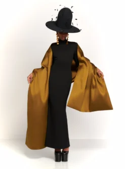 The Lyana Maxi Dress In Black And Gold