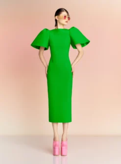 The Lora Midi Dress In Bright Green