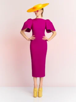 The Lora Midi Dress In Fuchsia