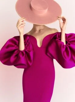 The Mora Maxi Dress In Fuchsia -LARA SALES STORE MORA MAXI DRESS OS39021 FUCHSIA 087 R1