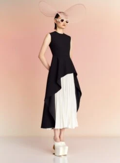 The Severny Midi Dress In Black & Cream
