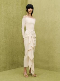 The Lotus Midi Dress In Ivory