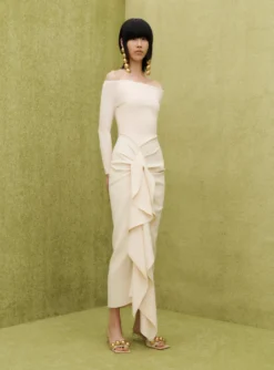 The Lotus Midi Dress In Ivory