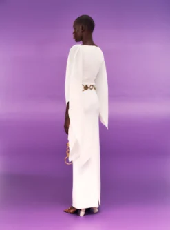 The Simone Maxi Dress In Cream -LARA SALES STORE SOLACE LONDON OS30032 SIMONE MAXI DRESS WINTER WHITE 3 scaled