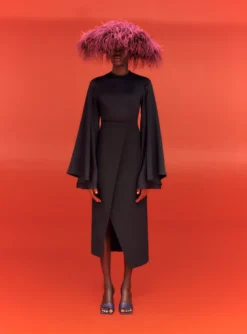 The Asta Midi Dress In Black -LARA SALES STORE SOLACE LONDON OS30035 ASTA MIDI DRESS BLACK 2 scaled