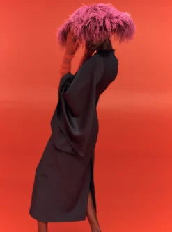 The Asta Midi Dress In Black -LARA SALES STORE SOLACE LONDON OS30035 ASTA MIDI DRESS BLACK 4 scaled