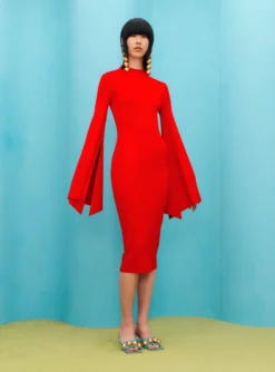 The Ami Midi Dress In Red 6 The Ami Midi Dress In Red -LARA SALES STORE SOLACE LONDON OS31073 AMI MIDI DRESS RED 2 scaled