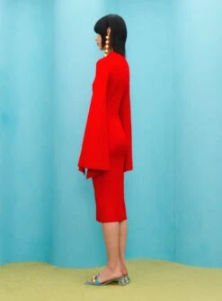 The Ami Midi Dress In Red -LARA SALES STORE SOLACE LONDON OS31073 AMI MIDI DRESS RED 3