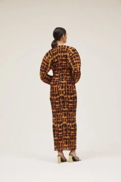 The Mirabelle Dress In Brown Painted Check 5 The Mirabelle Dress In Brown Painted Check -LARA SALES STORE solace london os21061a mirabelle brown painted check back 3