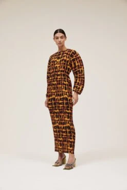 The Mirabelle Dress In Brown Painted Check