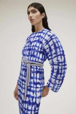 The Mirabelle Dress In Cobalt Blue Painted Check