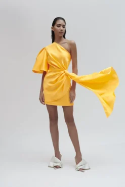 The Marcie Mini Dress In Neon Orange -LARA SALES STORE solace london os26064 marcie neon orange detail 2