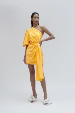 The Marcie Mini Dress In Neon Orange