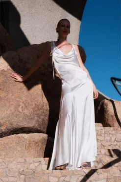 The Aletta Dress In Cream -LARA SALES STORE solace london os27034 aletta winter white shoot 1