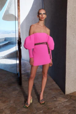 The Skye Dress In Acid Pink -LARA SALES STORE solace london os27050 skye acid pink shoot 1